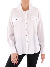 Biała koszula damska z ozdobnymi guzikami 38135