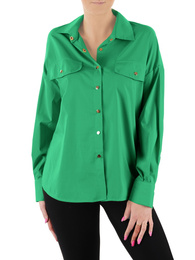Zielona koszula damska z ozdobnymi guzikami 38144