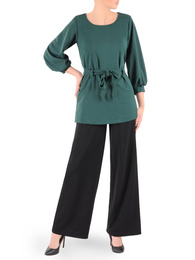 Komplet damski, luźne spodnie z zieloną tuniką 37435
