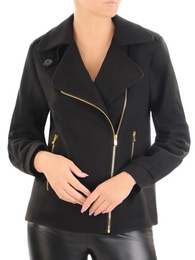 Czarna kurtka damska z ozdobnymi zamkami 33991