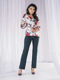 Komplet damski, elegancka tunika w kwiaty ze spodniami 38021