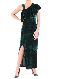 Wyjściowa zielona sukienka damska z weluru 37570