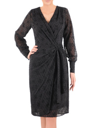 Elegancka czarna sukienka z z wiązaniem 37158